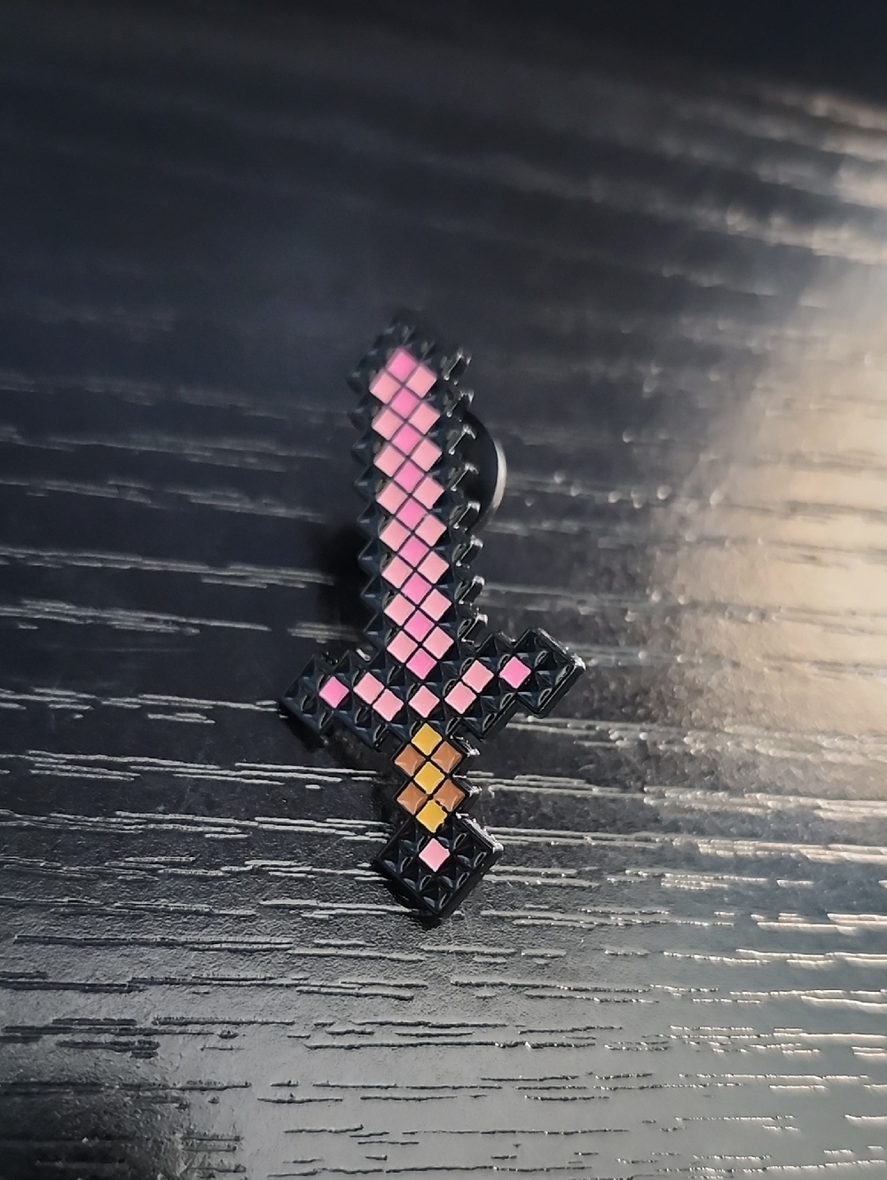 Minecraft Sword Enamel Pin in Pink and Gold